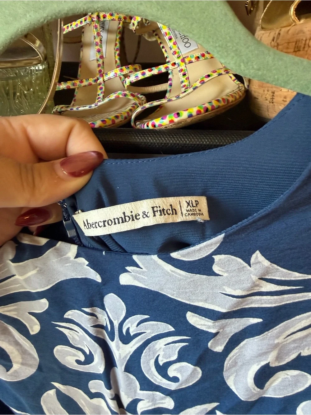 Abercrombie & Fitch Blue and White Damask Maxi Dress